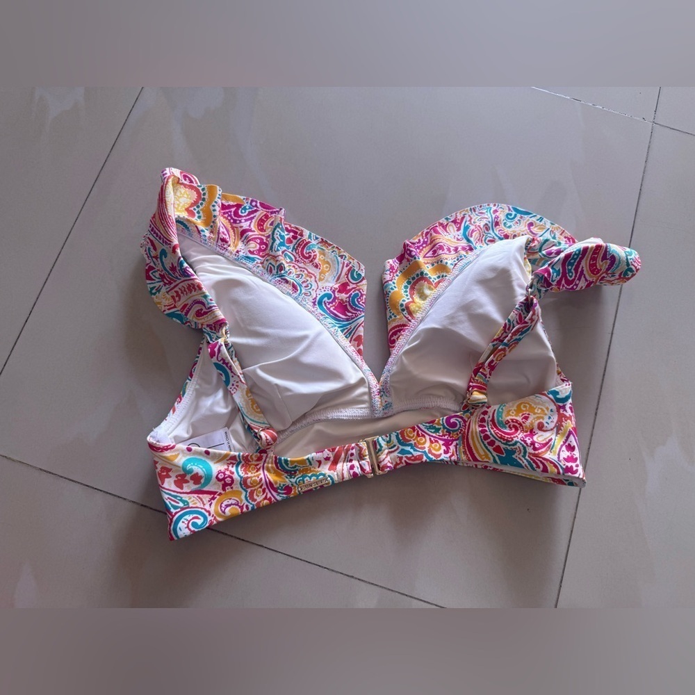 Colorful Paisley Ruffle Bikini Top - Picture 9 of 14